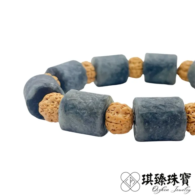 琪臻珠寶】天然和田玉黑青玉桶珠菩提手串手珠(14mm桶珠_和闐玉籽料_塔