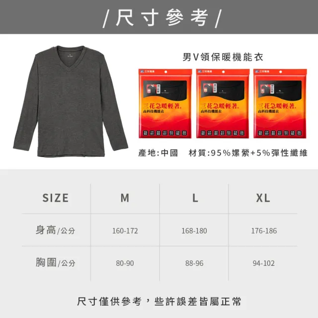 【SunFlower 三花】2件組急暖輕著男保暖衣-圓領/V領(發熱衣.機能衣)