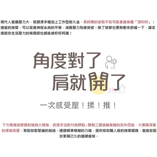 【Mr.Sun】鬆博士6D肩頸斜方肌肩頸按摩器SU-8889(母親節/無線/揉捏/指壓/按摩/肩頸)