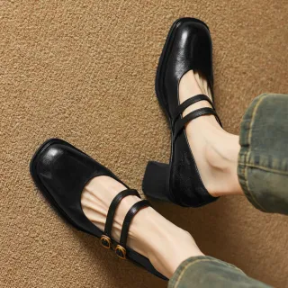 【WYPEX】現貨+預購 氣質雙帶真皮高跟鞋女鞋 高跟涼鞋 瑪莉珍鞋