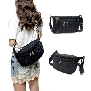 【吉豐洋行】交換禮物 大容量舒適寬背帶菱格配皮防潑水斜背包/側背包/胸包(防水包 獨家訂製版型)