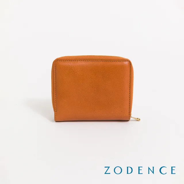 【ZODENCE 佐登司】HAN義大利植鞣革時尚拉鍊短夾(經典駝)