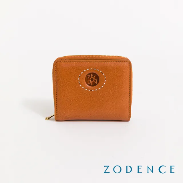 【ZODENCE 佐登司】HAN義大利植鞣革時尚拉鍊短夾(經典駝)