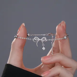 【Porabella】S999純銀靈動蝴蝶結手鍊 蝶夢鏈墜手鍊 輕奢百搭 閨蜜情侶生日禮物 純銀手鍊 Bracelet