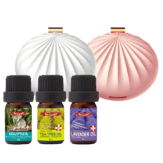 【Ausgarden 澳維花園】澳洲經典精油5mlX3+貝殼薰香機(★隨身抗菌淨化送禮)自用兩相宜)