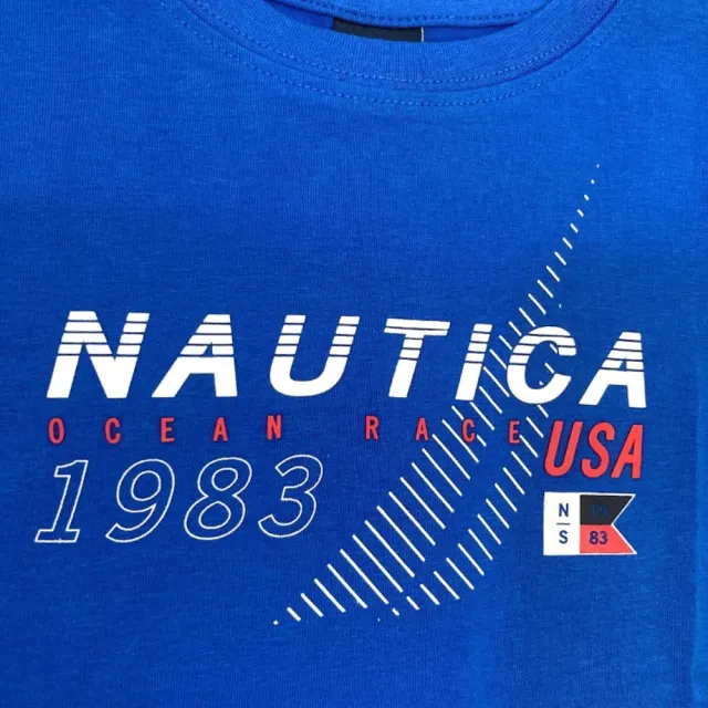 【NAUTICA KIDS】大男童寶藍底凸印LOGO T恤 8-14歲(Nautica kids T恤 大男童尺寸)