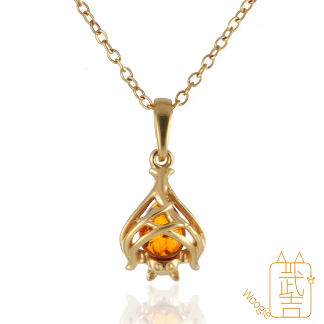 【Woogie武吉珠寶】琥珀蜜蠟設計師創作花珀項鍊(金色銀色可選)