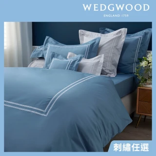 【WEDGWOOD】80支400織長纖棉刺繡 兩用被套枕套床包四件組(雙人)