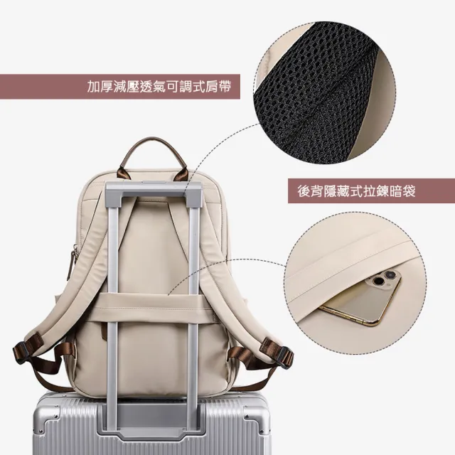【MoodRiver】大款 氣質通勤 後背包 優雅 筆電背包 旅行背包 女包 書包 電腦包 背包(防潑水 加 