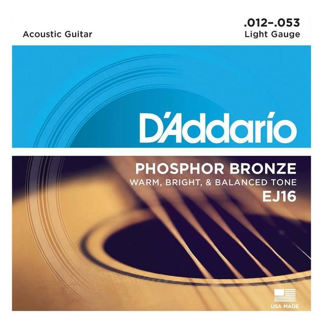 【D’Addario】民謠吉他弦 EJ16 Phosphor Bronze 磷青銅 012 053(原廠公司貨 商品保固有保障)