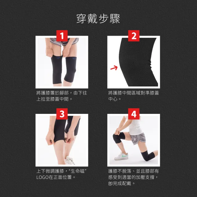 【旭】日本旭川生命磁石墨烯能量護膝套1雙入 速(Free尺寸 台灣製 男女適用 保暖透氣)