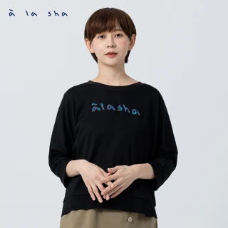 【a la sha】立體繡花Logo連袖T