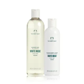 【THE BODY SHOP 美體小舖】經典白麝香人氣組(沐浴膠400ML+潤膚乳250ML)