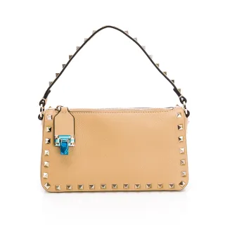 【Valentino Rudy 范倫鐵諾.路迪】小型Rockstud小牛皮斜背包(卡布奇諾)