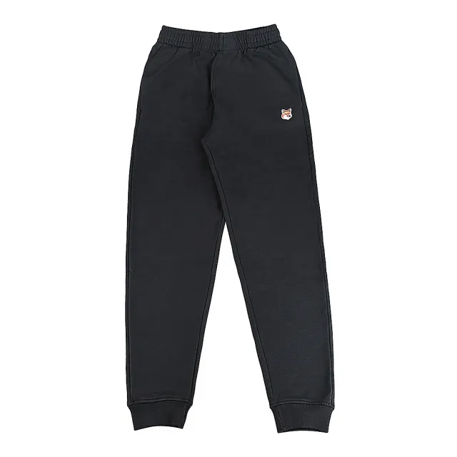 【Maison Kitsune】MAISON KITSUNE內裡布標黑字LOGO純棉束帶休閒運動長褲(女款/黑)