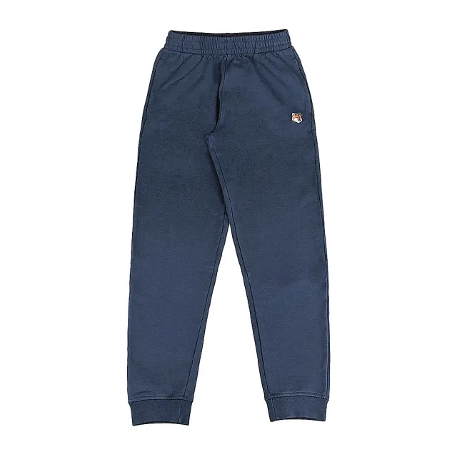 【Maison Kitsune】MAISON KITSUNE內裡布標黑字LOGO純棉束帶休閒運動長褲(女款/墨藍)