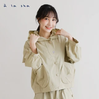 【a la sha】大口袋7分袖連帽外套