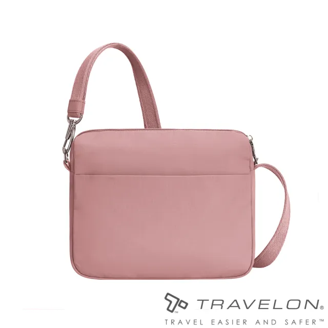 【Travelon】Roam防盜防割斜背包(TL-43676粉紅/側背包/RFID個資防竊取/出國旅遊/戶外休閒/日常)