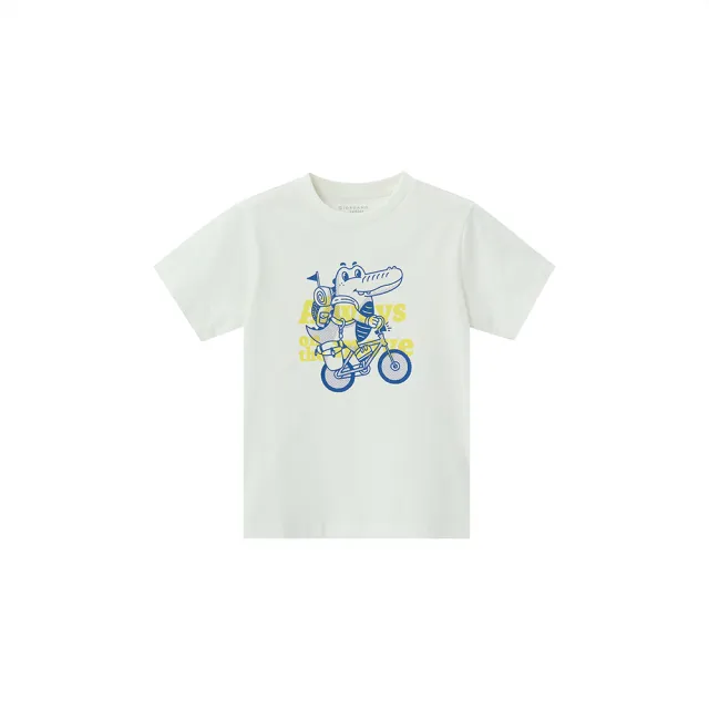 【GIORDANO 佐丹奴】童裝鱷魚插畫印花上衣(22 皎白)