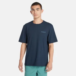 【Timberland 官方旗艦】男款深寶石藍休閒短袖T恤(A2QB7433)