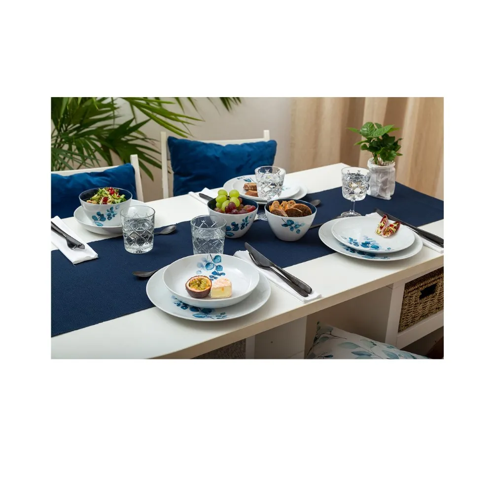 【瑞康屋UCOM】德國精瓷桉樹葉子系列晚餐餐盤8件套組