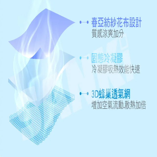 【SANKI 三貴】3D網雪花紫固態凝膠冰涼墊1床1枕