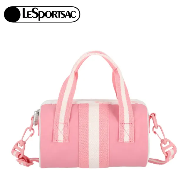 【Lesportsac】迷你圓桶包 運動包 送禮 禮物 推薦 女包(滾邊花漾粉)