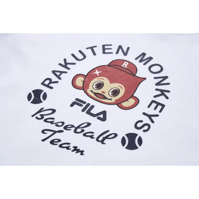 【FILA官方直營】KIDS x Rakuten 樂天聯名 男童/女童 短袖圓領T恤-白色(1TEZ-4605-WT)