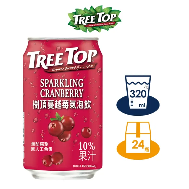 【Tree Top 樹頂】蔓越莓氣泡飲 320mlx1箱(共24入)