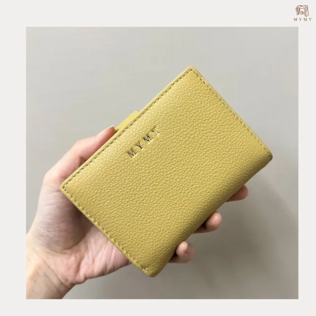 【MYMY】雙11 真皮包包 優雅細緻 荔枝紋牛皮短夾 檸檬黃(牛皮/短夾/錢包/零錢/多色任選)