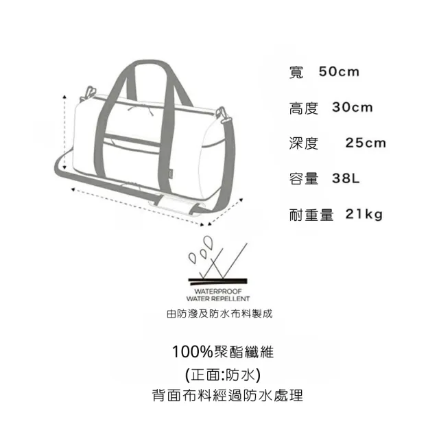 【KIU】雙11 日本 大容量防水包 摺疊健身包/旅行袋 底部獨立鞋袋 行李箱桿插袋(454-911 米色)