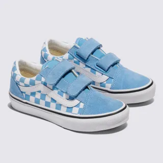 【VANS 官方旗艦】Old Skool V 中童款藍色棋盤格滑板鞋(童鞋)