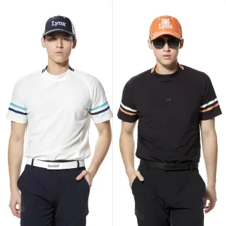 【Lynx Golf】首爾高桿風格！男款合身版吸排機能剪裁造型透明膠印設計短袖POLO衫/高爾夫球衫(二色)