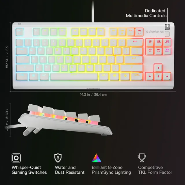 【Steelseries 賽睿】Apex 3 TKL 有線電競鍵盤(電競/鍵盤/TKL/有線/英刻/白色)