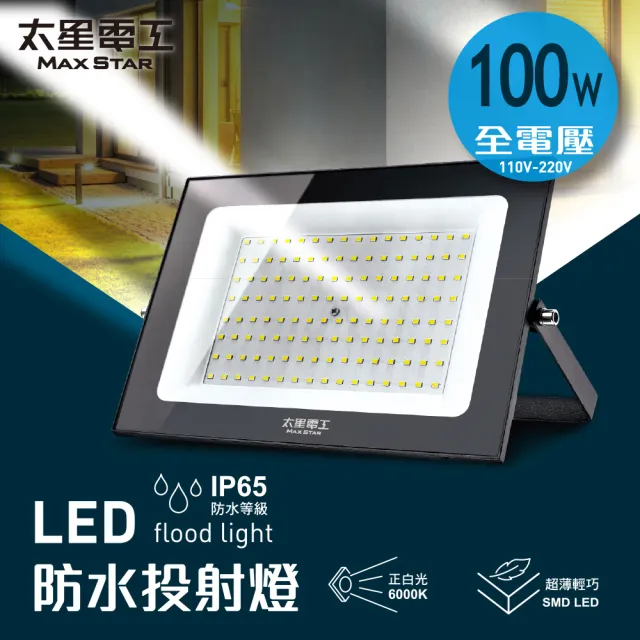【太星電工】100W LED防水投射燈/全電壓110V-220V(IP65戶外照明 節能高亮 適用/家庭/商業/景觀)