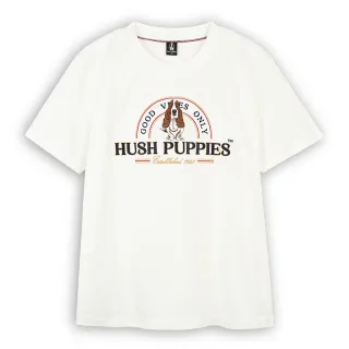 【Hush Puppies】男裝 T恤 經典配色圖騰刺繡狗T恤(白色 / 53111101)