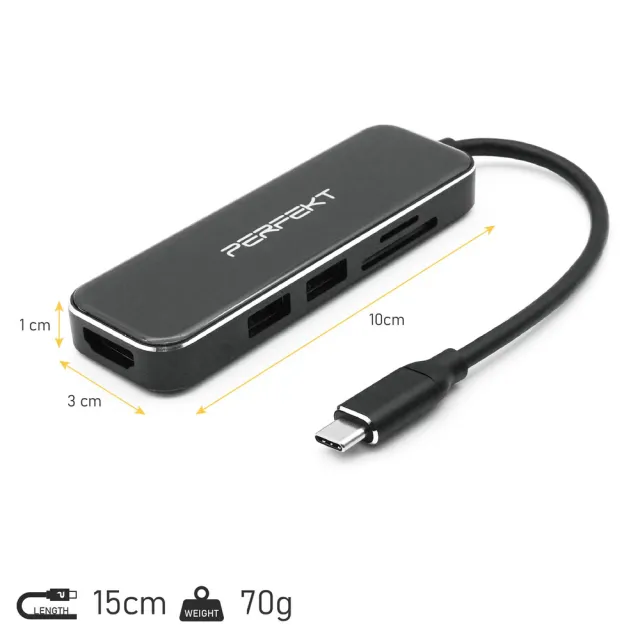 USB Type C 5合1 Hub 擴充集線器 讀卡機 3.2 HDMI 4K PT-64110
