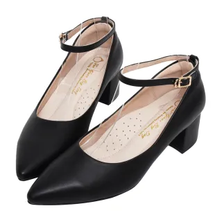 【Ann’S】隨心步調-羊紋三穿可拆繫帶 再度加寬楦頭粗跟尖頭鞋5cm(黑)