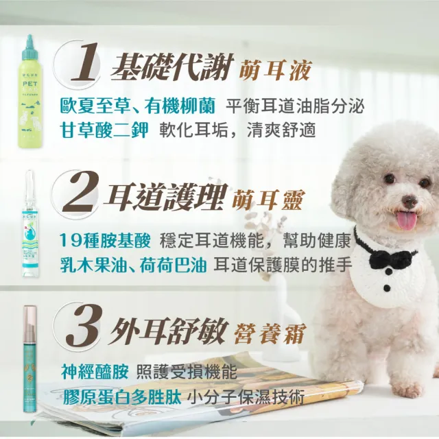【GOODMO 歸毛家族】專業雙重寵物耳道護理 萌耳液150ml 三代升級萌耳靈10ml(全齡貓犬適用/耳道養護/清潔)