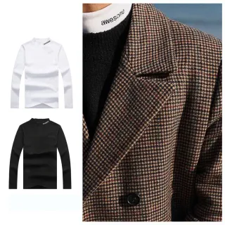 【Dition】韓系立領發熱衣 電繡awesome長袖上衣(內搭長T 高彈力 立領)