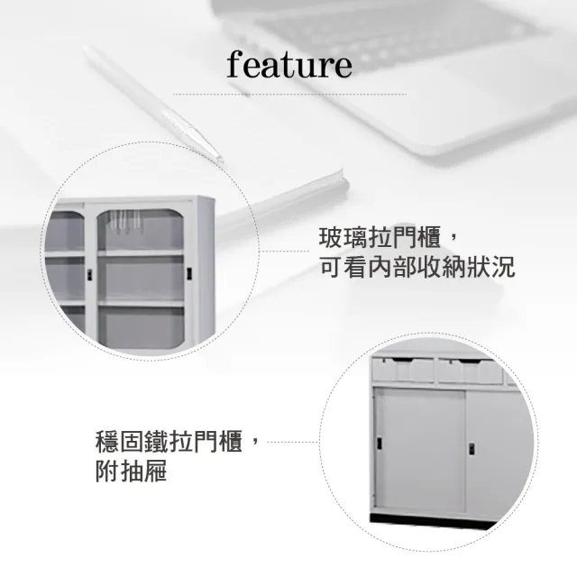 【IHouse】OA 約翰 3抽鐵拉門公文櫃 寬118深40高182cm