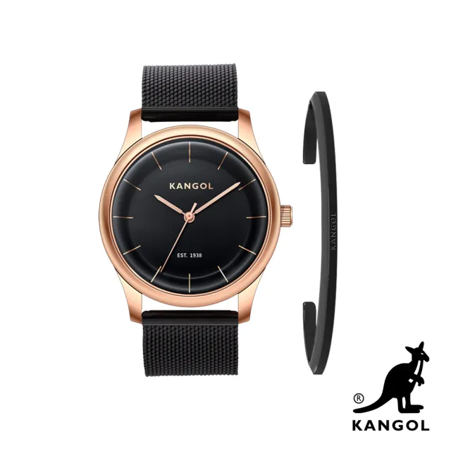 【KANGOL】下單贈100MO幣│英國袋鼠 時尚米蘭腕錶+可調手環/真皮錶帶禮盒組(多款)