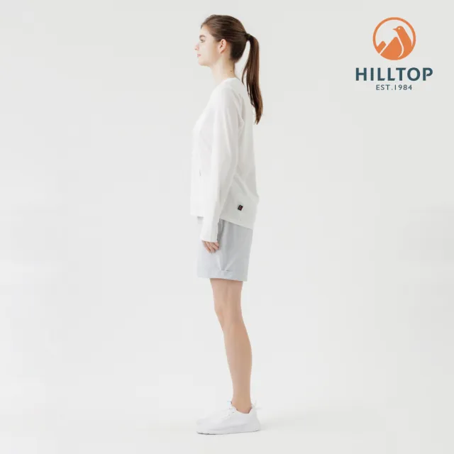 【Hilltop 山頂鳥】POLARTEC抗菌吸濕快乾輕量長袖針織上衣 女款 白｜PS15XF39ECB0