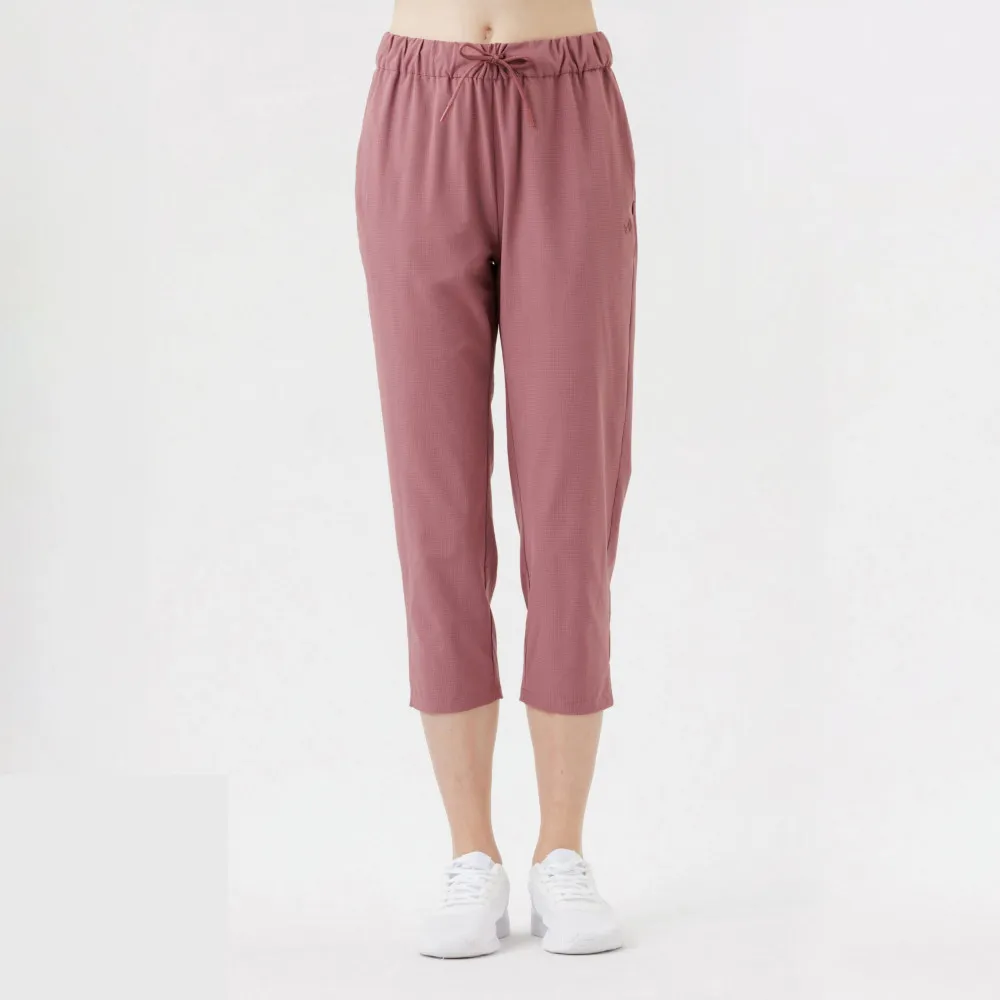 【Hilltop 山頂鳥】超潑水防蚊透氣彈性輕薄七分褲 女款 玫瑰粉棕｜PS07XFQ5ECH0