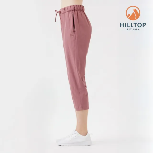 【Hilltop 山頂鳥】超潑水防蚊透氣彈性輕薄七分褲 女款 玫瑰粉棕｜PS07XFQ5ECH0