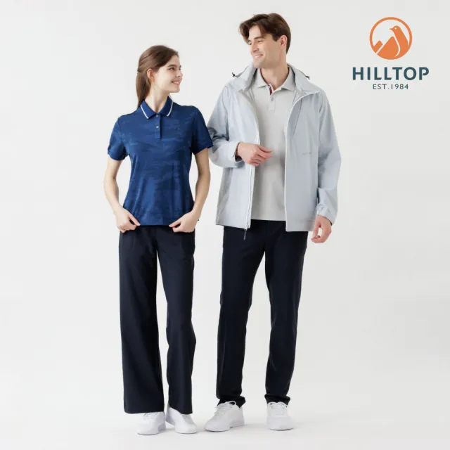 【Hilltop 山頂鳥】Polygiene抗菌抗UV吸濕快乾施華洛世奇縫釦緹花POLO衫 女款 藍｜PS14XFK9ECE0