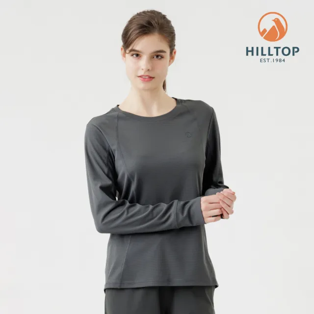【Hilltop 山頂鳥】POLARTEC抗菌吸濕快乾輕量長袖針織上衣 女款 灰｜PS15XF39ECK0