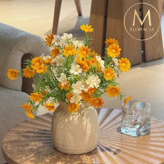 【Floral M】義式西西里島小雛菊30cm仿真花禮含花器(人造花/仿真花/室內佈置/居家裝飾/桌上型花禮)