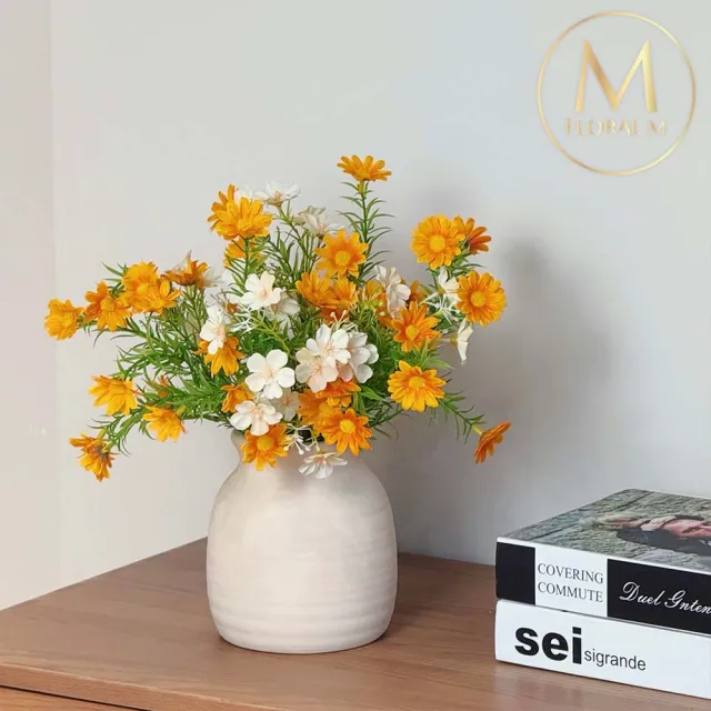 【Floral M】義式西西里島小雛菊30cm仿真花禮含花器(人造花/仿真花/室內佈置/居家裝飾/桌上型花禮)