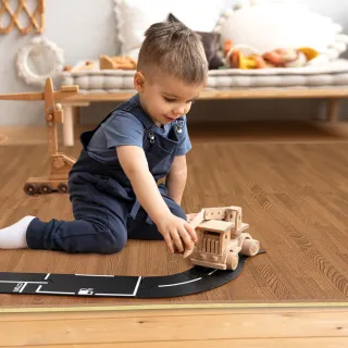 【MOMOTARO 桃太郎地墊】台灣製最厚2CM北歐風耐磨60CM木紋大巧拼地墊-4色可選-附邊條(16片/約1.8坪)